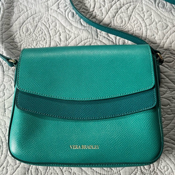 Vera Bradley Twice as Nice Crossbody Leather Bag in Teal/Aqua Colors “Like New” - Picture 1 of 14